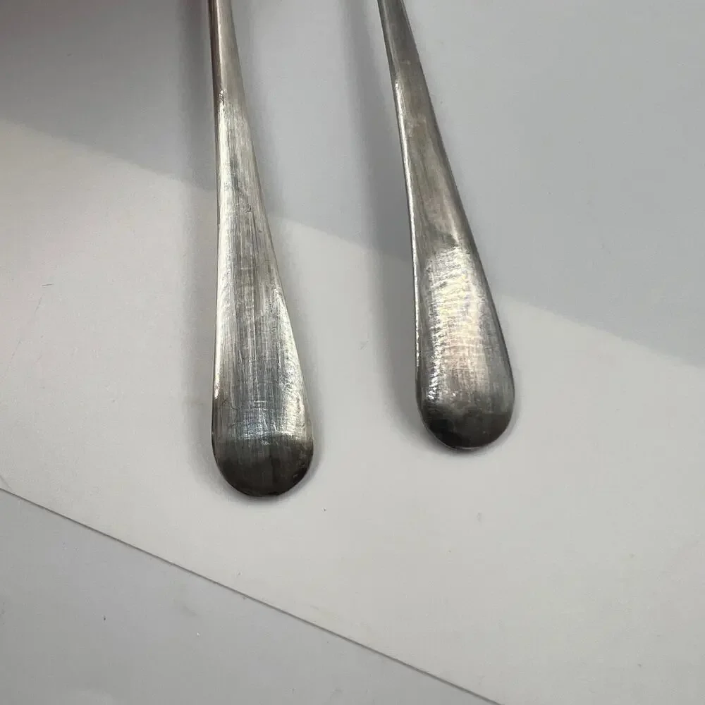 Vintage‎ Set Flatware Salad Servers Spoon & Fork Long Handles Minimalist Design